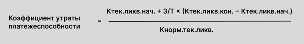 Формула расчета коэффициента утраты платежеспособности Формула расчета коэффициента утраты платежеспособности